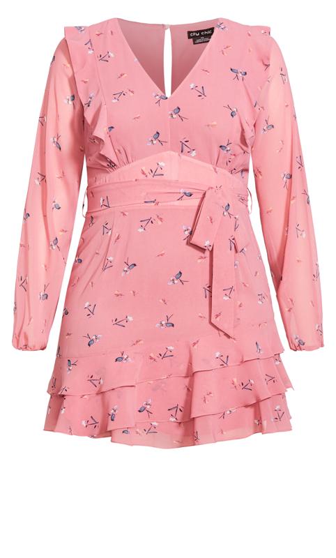 Evans Pink Floral Print Tie Front Mini Dress 5