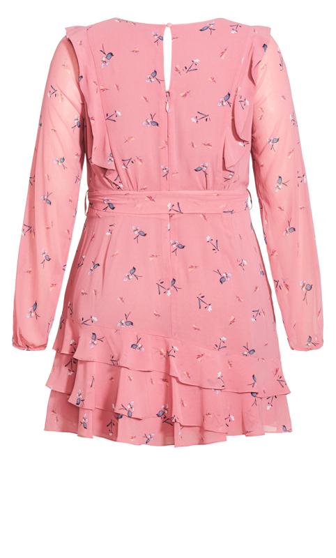 Evans Pink Floral Print Tie Front Mini Dress 6