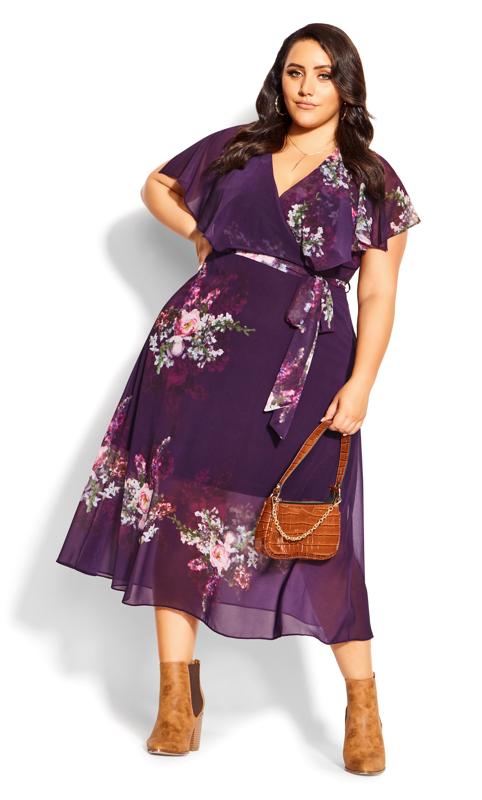 Evans Purple Floral Wrap Dress 1