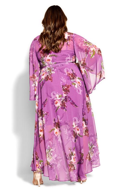 Evans Purple Floral Hanky Hem Wrap Dress 3