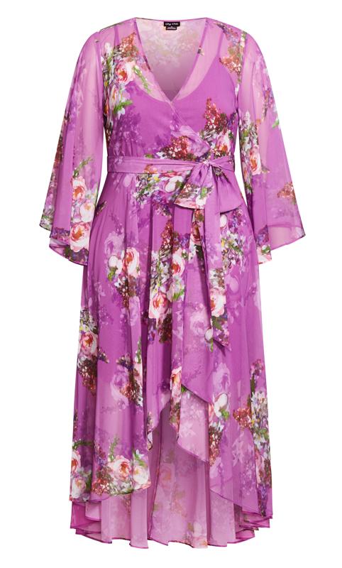 Evans Purple Floral Hanky Hem Wrap Dress 4