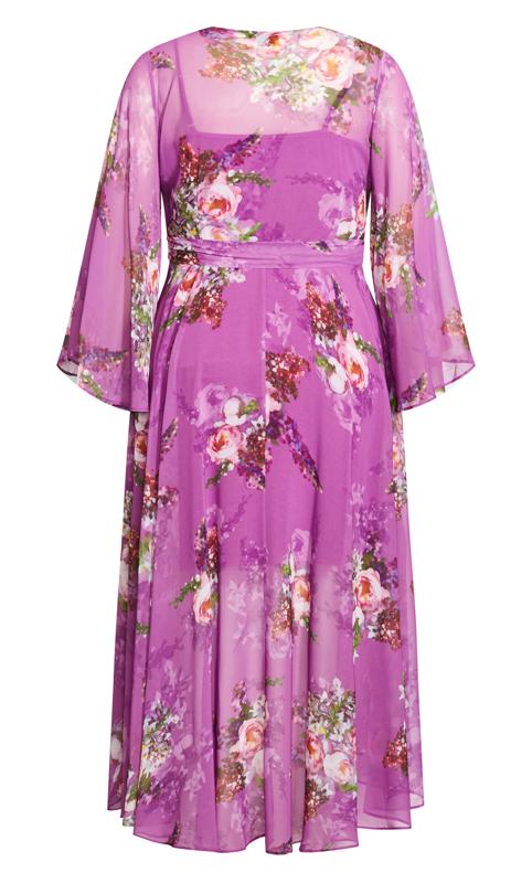 Evans Purple Floral Hanky Hem Wrap Dress 5