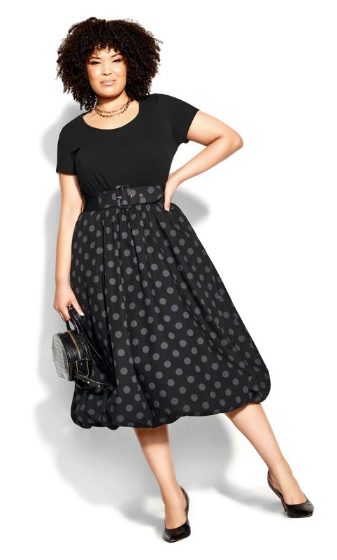 Plus Size  Evans Black Polka Dot Midi Dress