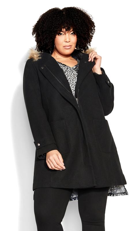 Evans Plus Size Black Voyager Faux Wool Coat | Evans 10