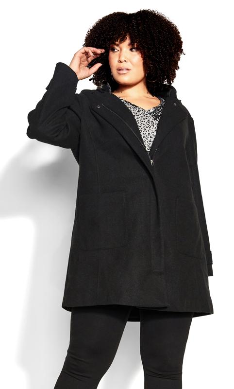 Evans Plus Size Black Voyager Faux Wool Coat | Evans 13