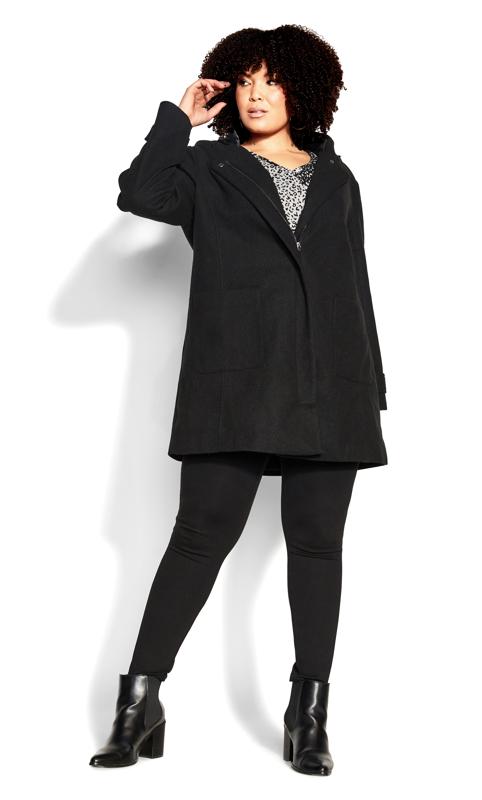 Evans Plus Size Black Voyager Faux Wool Coat | Evans 14