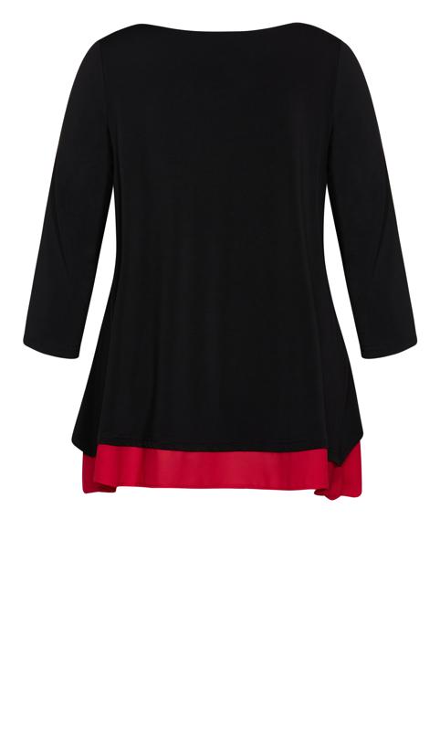 Evans Black & Red Double Layered Zip Front Tunic Top 5