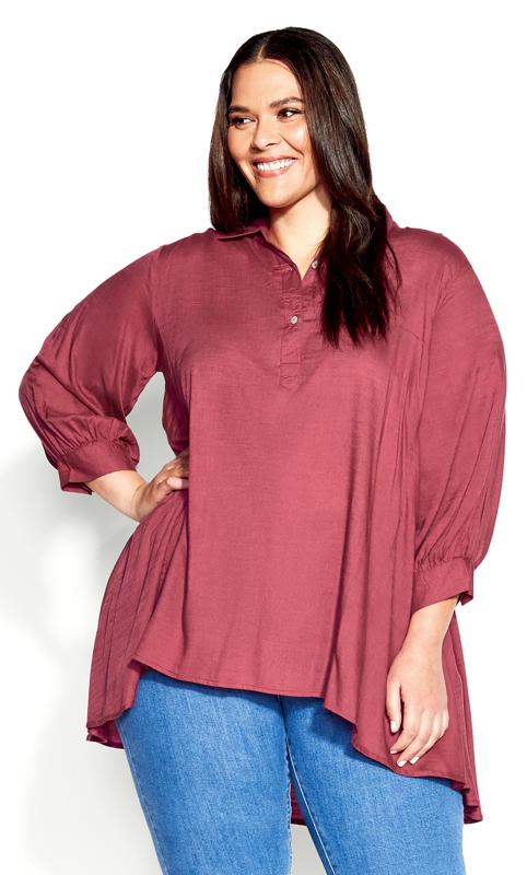 Plus Size  Evans Rose Cuffed Balloon Sleeve Top