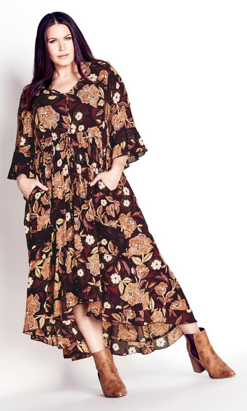 Evans Brown Floral Maxi Dress 1