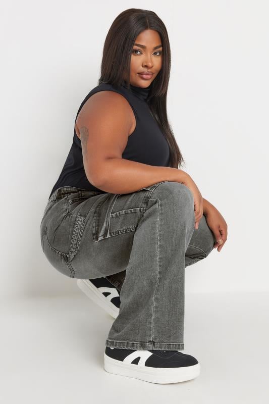 YOURS Plus Size Grey Cargo Jeans | Yours Clothing  5