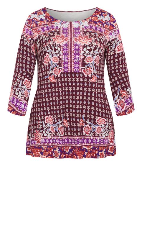 Evans Mixed Floral Print Long Sleeve Tunic Top 4