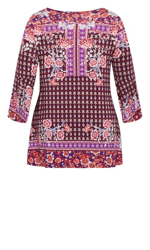 Evans Mixed Floral Print Long Sleeve Tunic Top 5