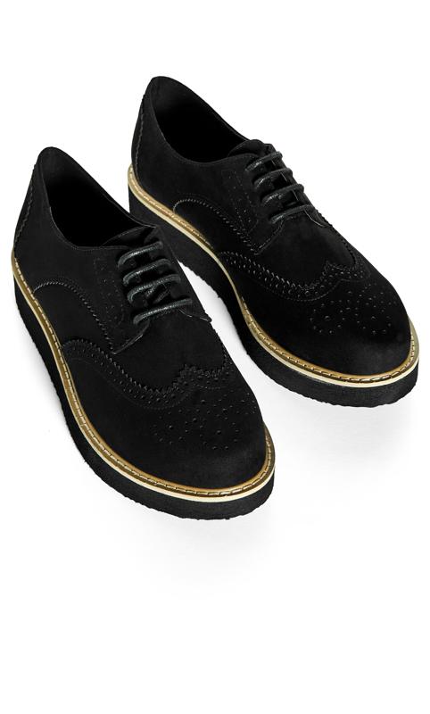 Greer Black Brogue Wide Fit Shoes 6