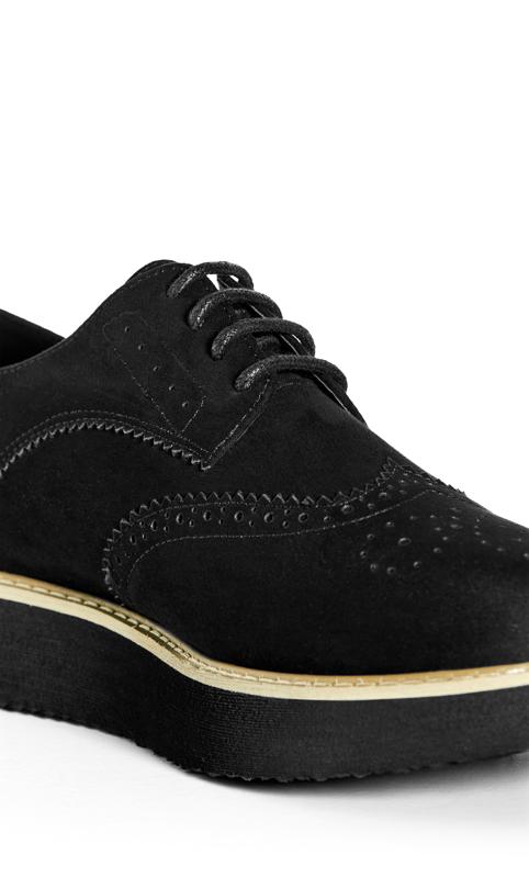 Greer Black Brogue Wide Fit Shoes 7