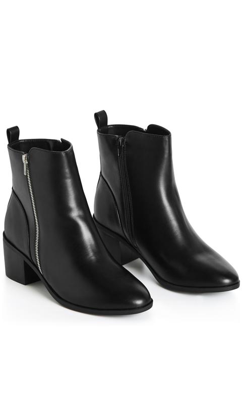 Evans Black WIDE FIT Silver Zip Ankle Boots 6
