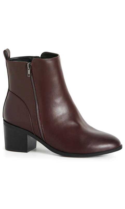 Plus Size  Evans Brown WIDE FIT Zip Up Ankle Boots