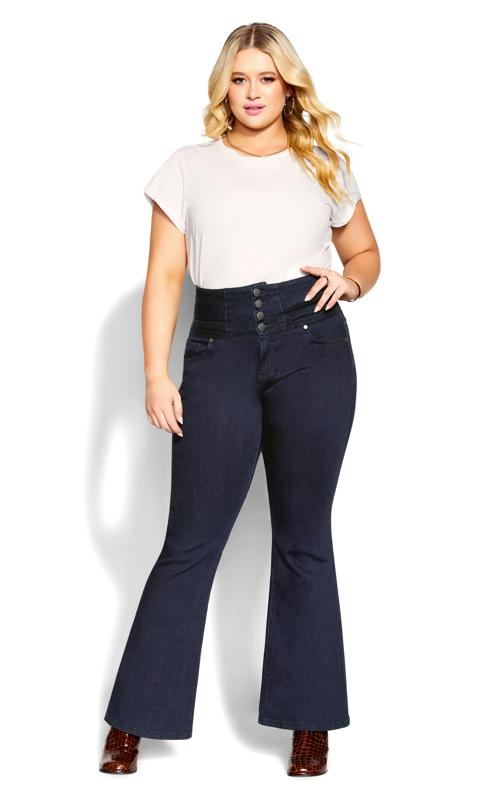 Evans Blue High Waisted Bootcut Jeans 1