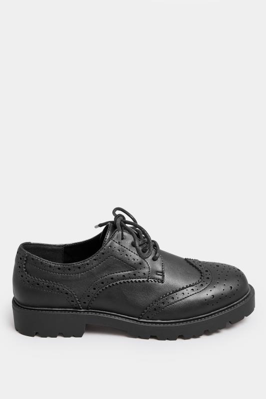 Black Brogue Derby Shoes In Wide E Fit & Extra Wide EEE Fit | Yours Clothing 3
