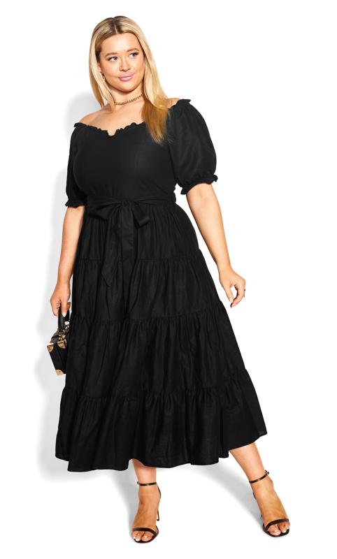 Puff Sleeve Black Maxi Dress 1