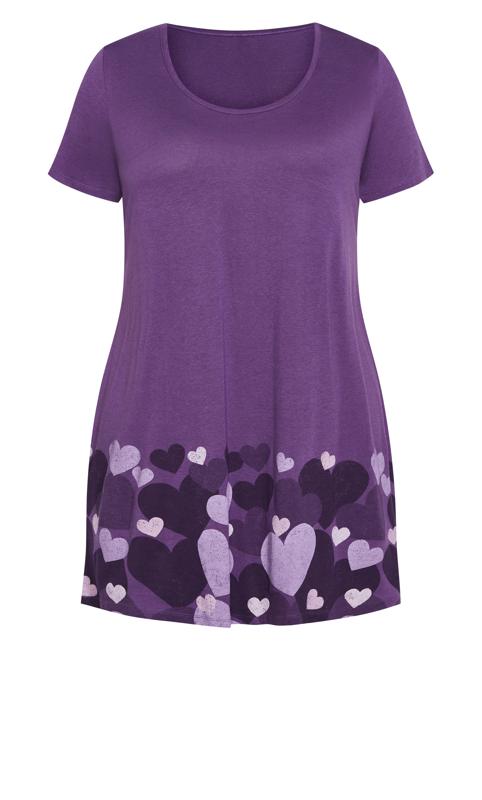 Evans Purple Heart Print Sleep Tee Nightdress 4