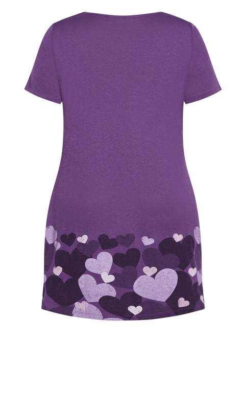 Evans Purple Heart Print Sleep Tee Nightdress 5