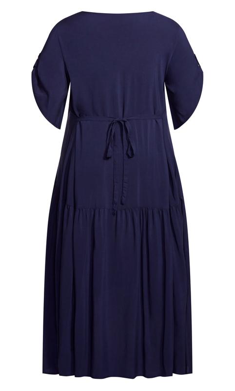 Evans Navy Blue Pleated Maxi Dress 5