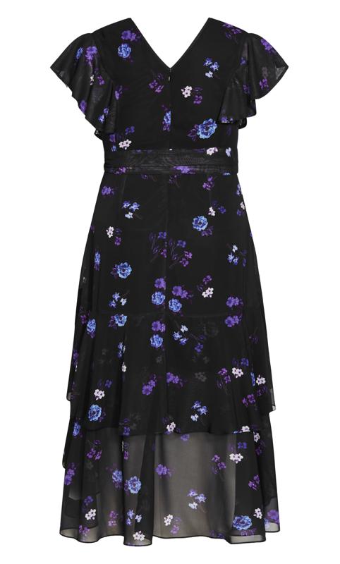 Evans Black & Blue Floral Print Smock Maxi Dress 5