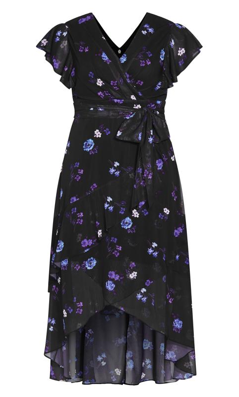 Evans Black & Blue Floral Print Smock Maxi Dress 6