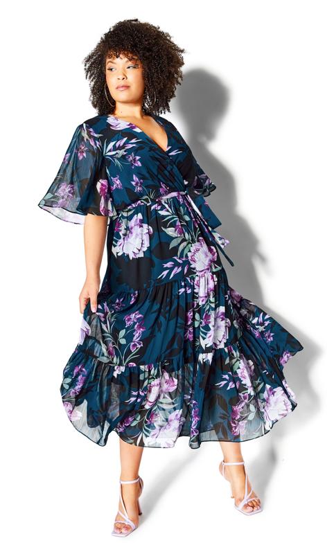 Stephanie Teal Print Maxi Dress 9