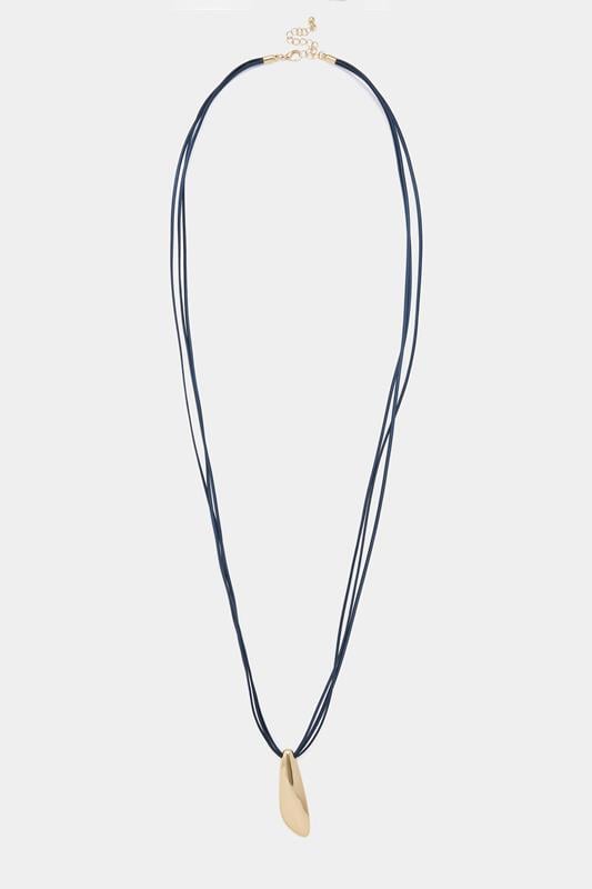  Gold Tone Cord Pendant Necklace