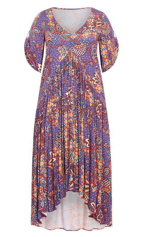 Evans Purple Paisley Print Pleated Maxi Dress 4