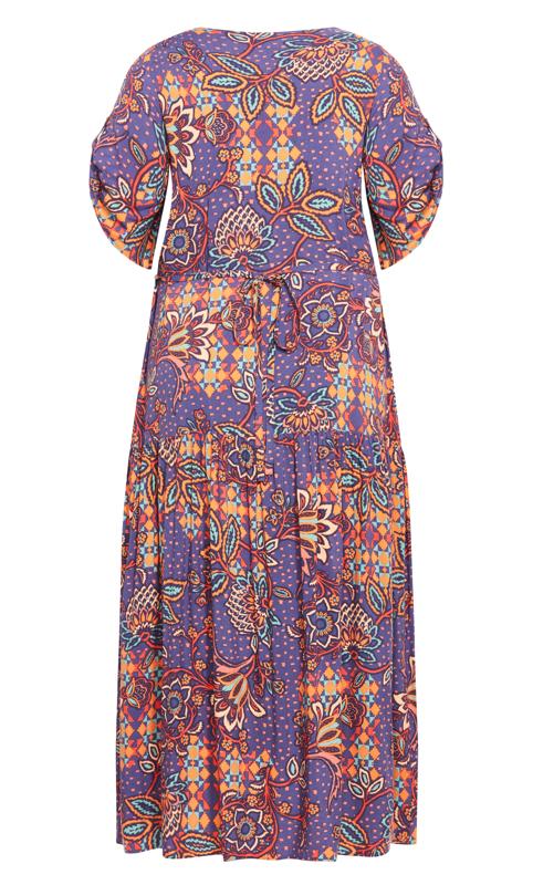 Evans Purple Paisley Print Pleated Maxi Dress 5