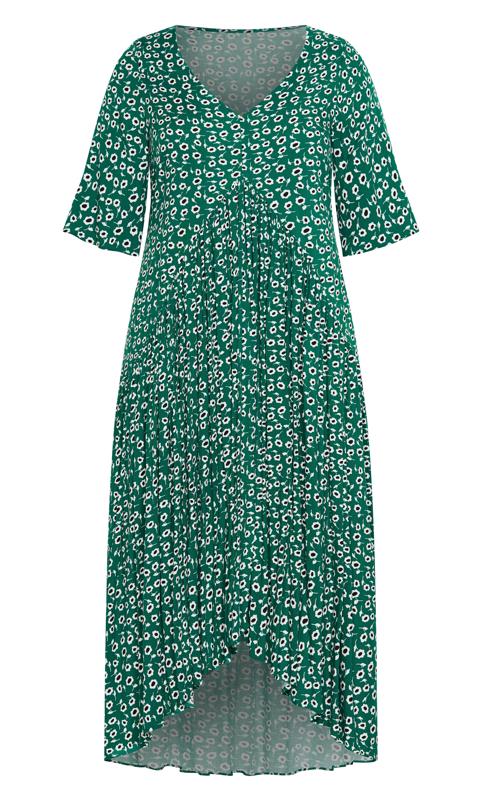 Evans Green Ditsy Print Pleated Maxi Dress 4