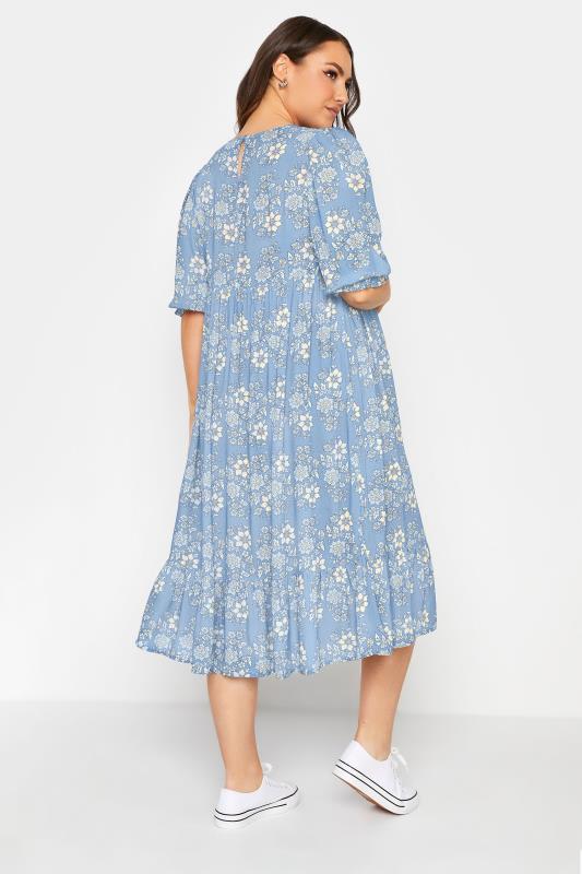 BUMP IT UP MATERNITY Curve Blue Floral Tiered Smock Dress 3