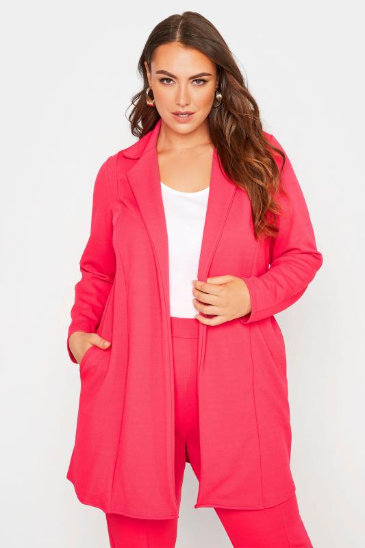 LIMITED COLLECTION Curve Hot Pink Longline Blazer 1