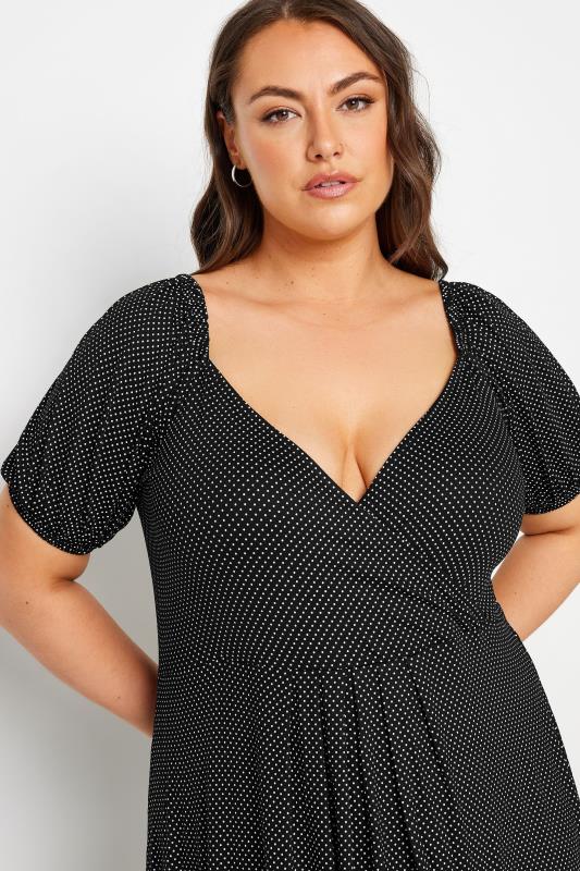 YOURS Plus Size Black Polka Dot Print Wrap Dress | Yours Clothing  4