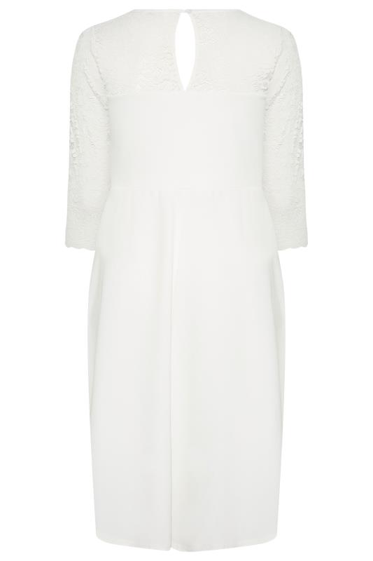YOURS LONDON Plus Size White Lace Bridal Midi Dress | Yours Clothing 7