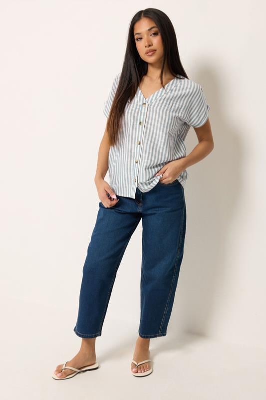 M&Co Petite Blue & White Stripe Blouse | M&Co 1