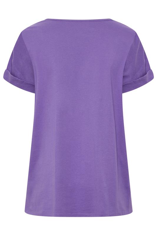 YOURS Plus Size Purple Cut Out T-Shirt | Yours Clothing 7