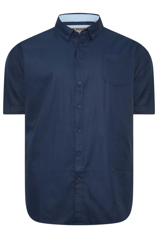 D555 Big & Tall Navy Blue Short Sleeve Oxford Shirt | BadRhino 3