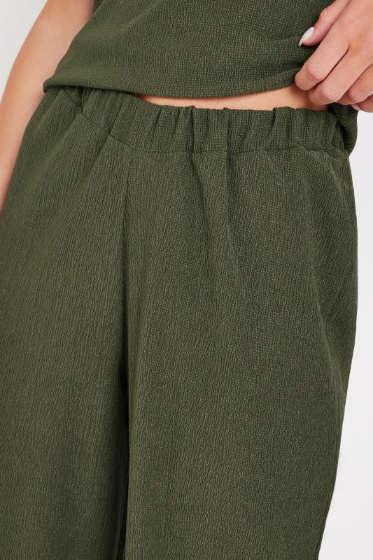 M&Co Petite Khaki Green Textured Culottes | M&Co 4