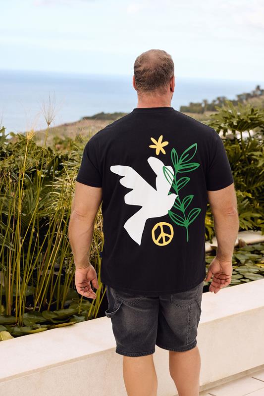 BadRhino Big & Tall T-shirt noir à motif graphique colombe