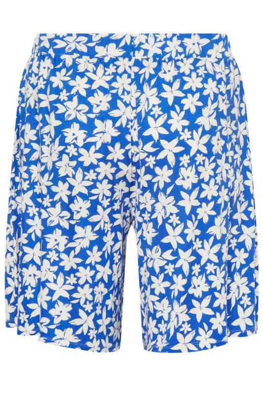 YOURS Plus Size Blue Floral Print Pull On Shorts | Yours Clothing 6