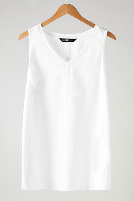 Evans Plus Size White Cotton Vest Top | Evans 5