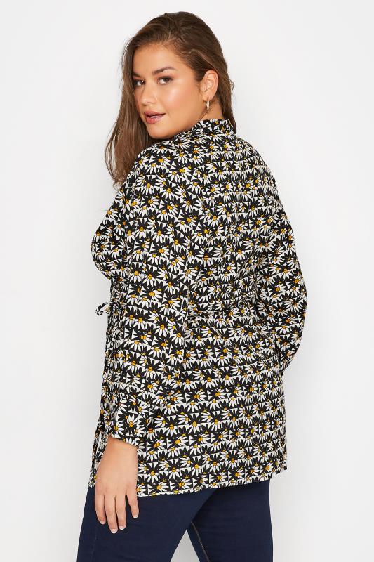 LIMITED COLLECTION Curve Black Retro Daisy Print Collar Wrap Top 3