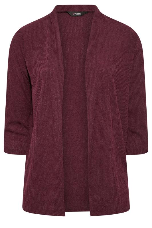 Curve Plus Size Maroon Red Ribbed Cardigan | Yours Clothing 6