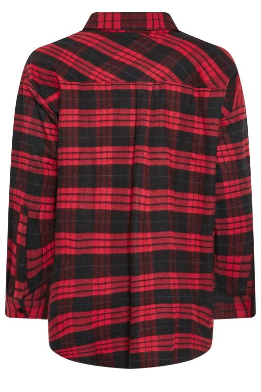 YOURS Curve Red Check Brushed Oversized Boyfriend Shirt 9