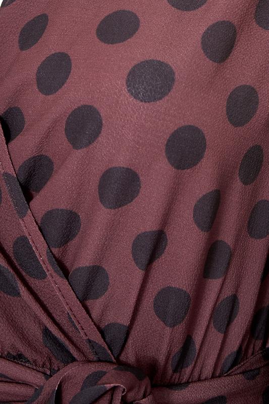 YOURS LONDON Burgundy Polka Dot Wrap Midi Dress_S.jpg