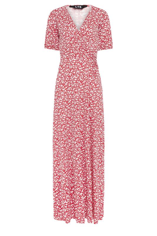 LTS Tall Women's Red Ditsy Floral Print Maxi Wrap Dress | Long Tall Sally 5