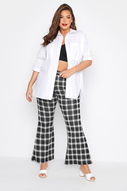 Plus Size  LIMITED COLLECTION Curve Black Check Print Flared Trousers